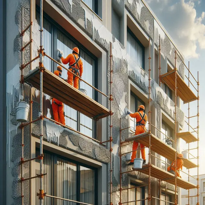 Abou-services-international des immeuble R+3 en finission recevant de la textures exterieur Abou-services-international des immeuble R+3 en finission recevant de la textures exterieur
